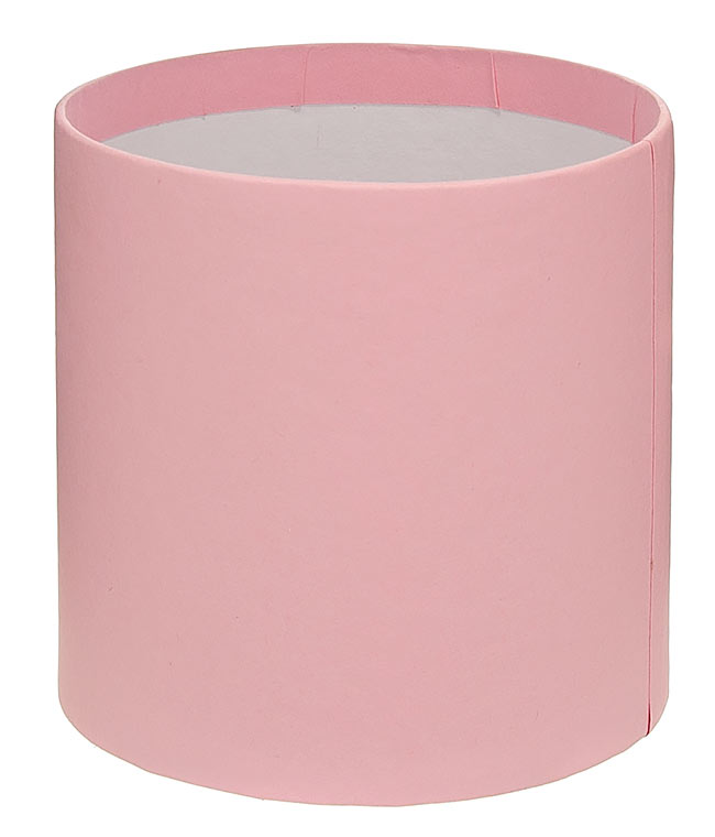 Изображение Коробка круглая для цветов светло розовая из бумаги 100/100 без крышки