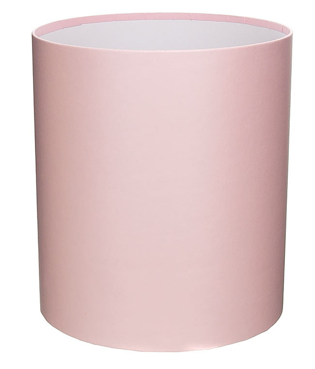 Изображение Коробка круглая для цветов розовая преламутр из бумаги 145/160 без крышки