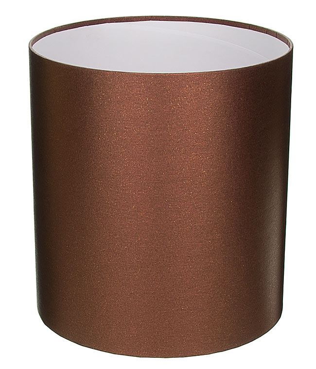 Изображение Коробка круглая для цветов коричневая перламутр из бумаги 145/160 без крышки