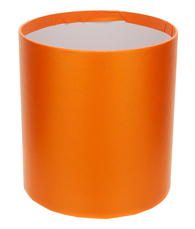 Изображение Коробка круглая для цветов оранжевая из бумаги 145/160 без крышки