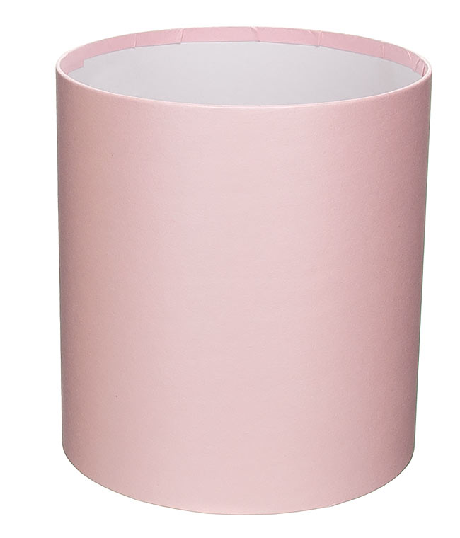 Изображение Коробка кругла для квітів рожева-преламутр із паперу 160/180 без кришки 