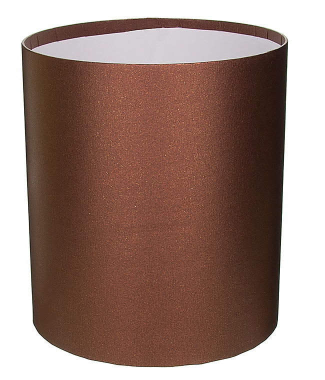 Изображение Коробка круглая для цветов коричневая перламутр из бумаги 160/180 без крышки