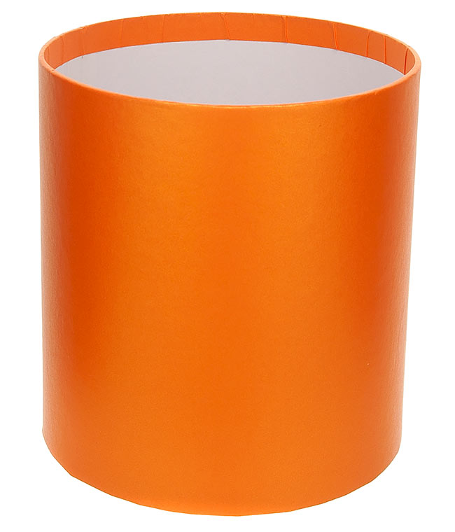 Изображение Коробка круглая для цветов оранжевая из бумаги 160/180 без крышки