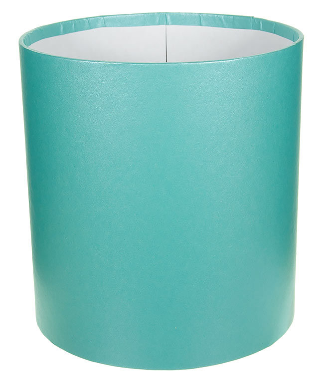 Изображение Коробка круглая для цветов бирюза из бумаги 160/180 без крышки