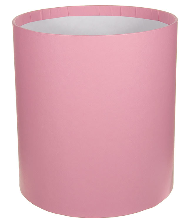 Изображение Коробка круглая для цветов светло-розовая из бумаги 160/180 без крышки