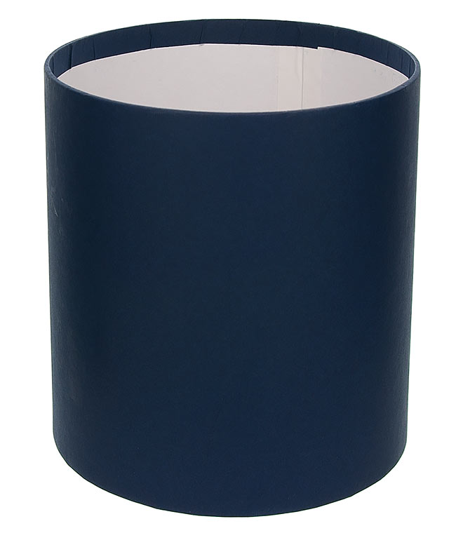 Изображение Коробка круглая для цветов темно синяя из бумаги 160/180 без крышки