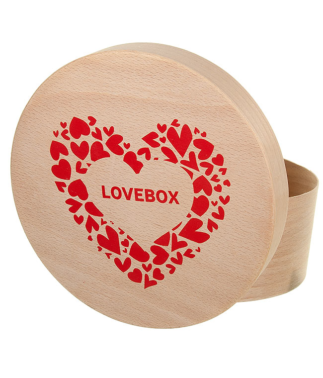 Изображение Шляпная коробка D-160 H-65 из шпона LoveBox красная