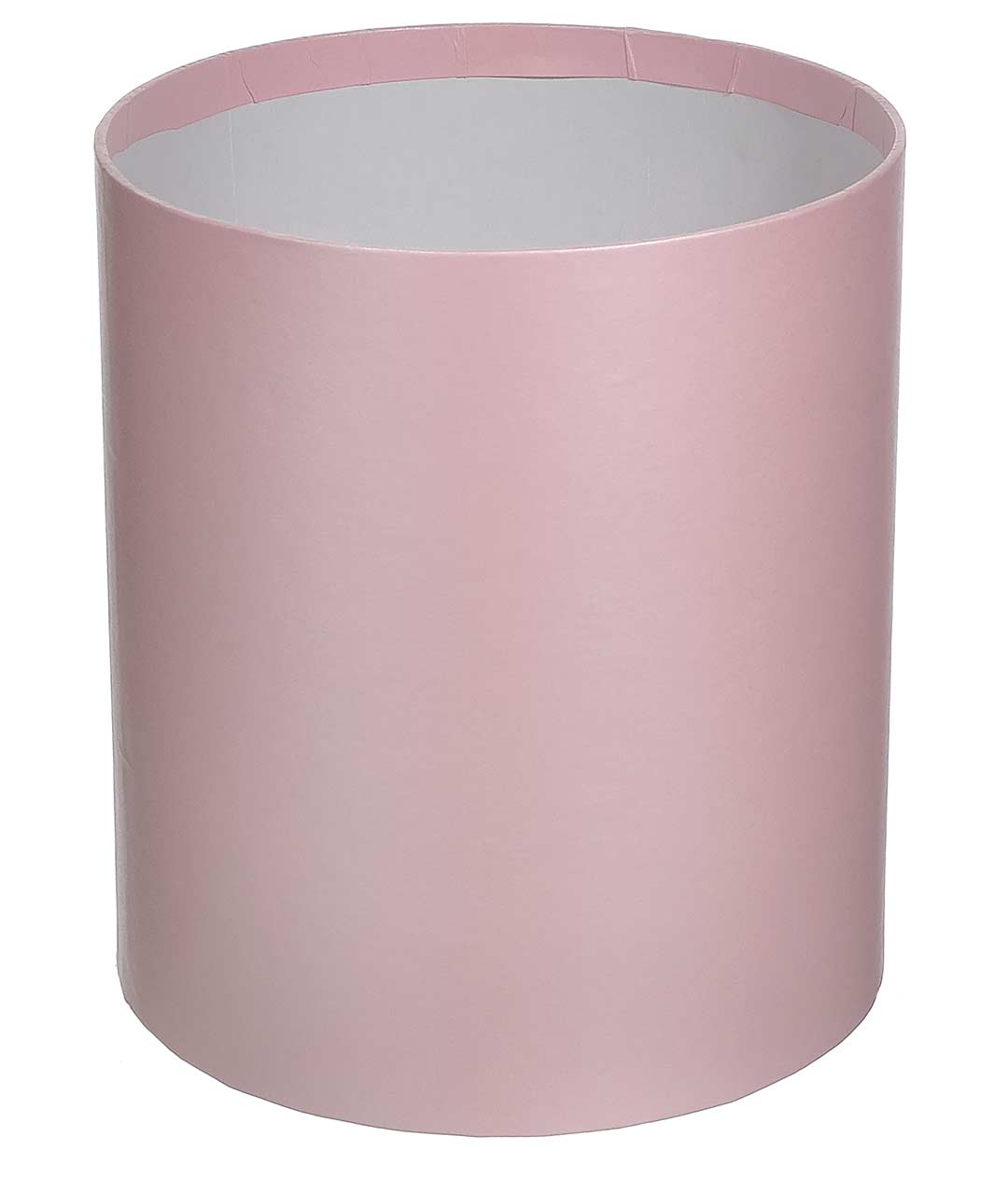 Изображение Коробка для цветов круглая розовая-перламутр из бумаги 180/200