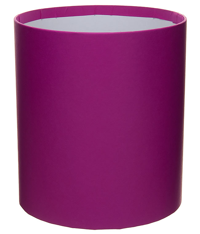 Изображение Коробка круглая для цветов малиновая из бумаги 180/200 без крышки