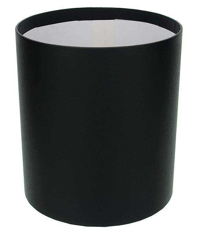 Изображение Коробка круглая для цветов черная из бумаги 180/200 без крышки