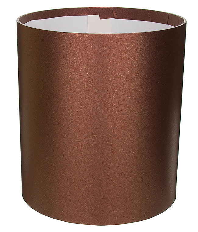 Изображение Коробка круглая для цветов коричневая перламутр из бумаги 180/200 без крышки