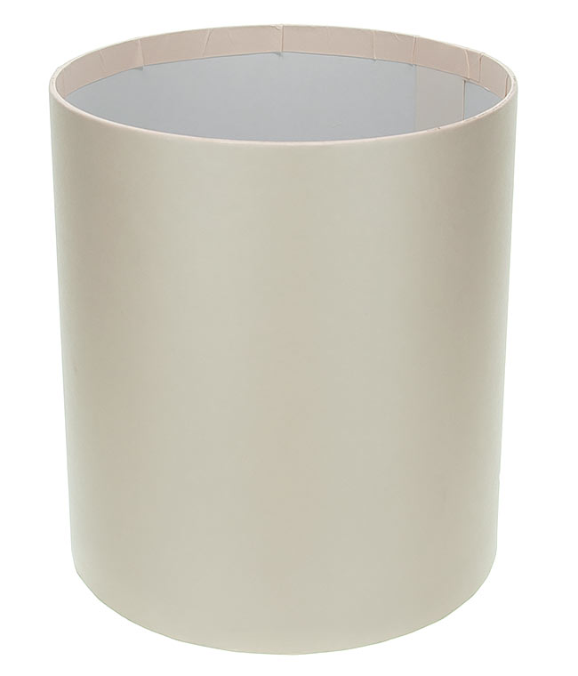 Изображение Коробка круглая для цветов кремовая с перламутром из бумаги 180/200 без крышки