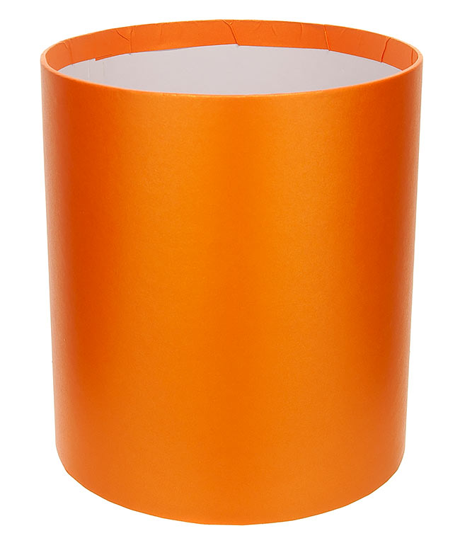 Изображение Коробка круглая для цветов оранжевая из бумаги 180/200 без крышки
