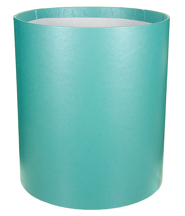 Изображение Коробка круглая для цветов бирюза из бумаги 180/200 без крышки