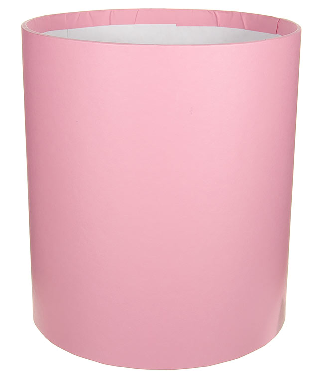 Изображение Коробка круглая для цветов светло-розовая из бумаги 180/200 без крышки