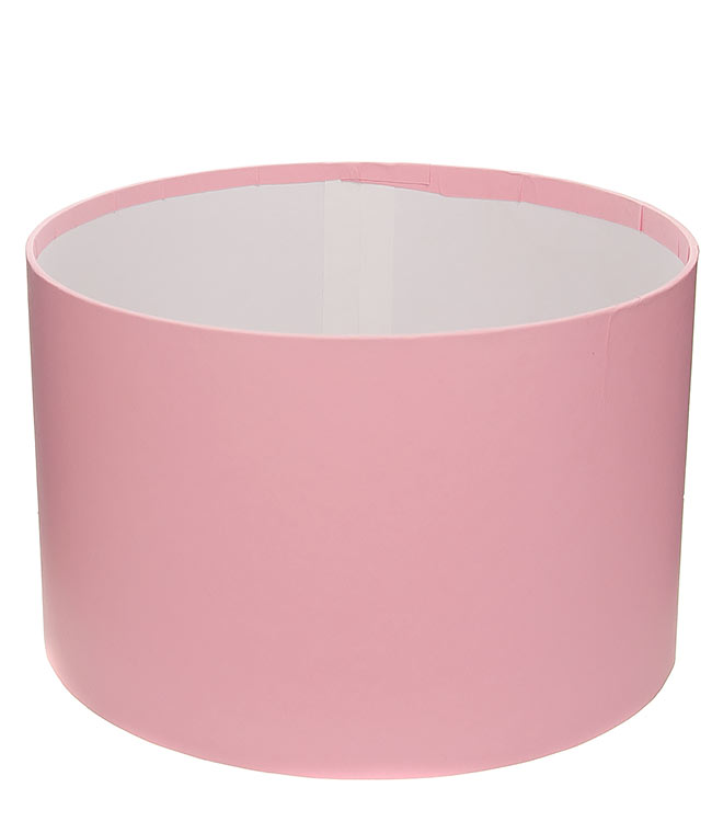Изображение Коробка кругла для квітів світло-рожева з паперу 200/130 без кришки 