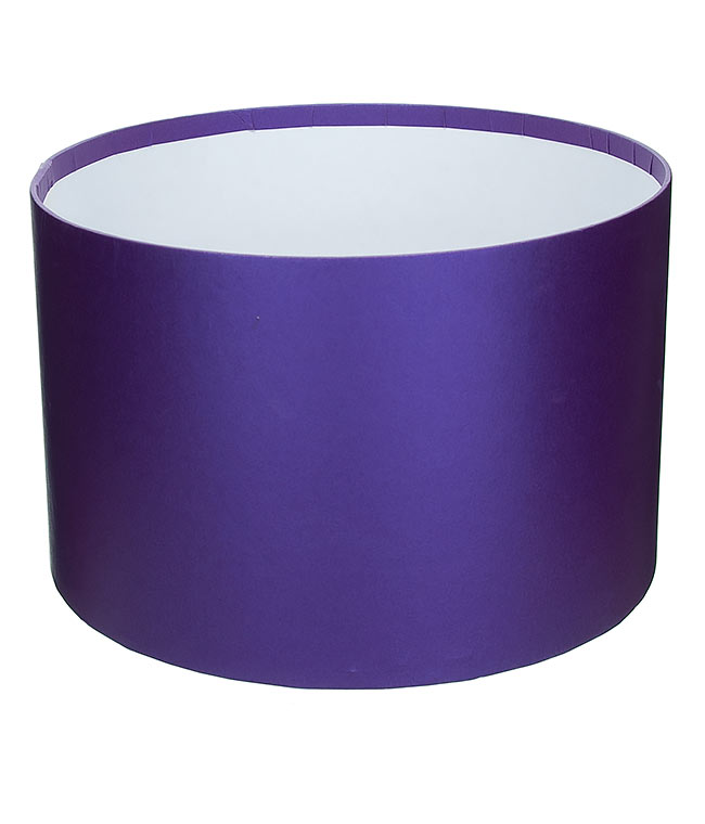 Изображение Коробка круглая для цветов фиолетовая перламутр из бумаги 220/140 без крышки