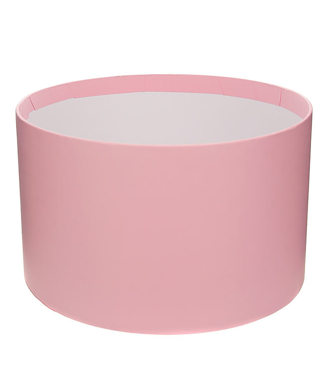 Изображение Коробка круглая для цветов светло-розовая из бумаги 250/150 без крышки
