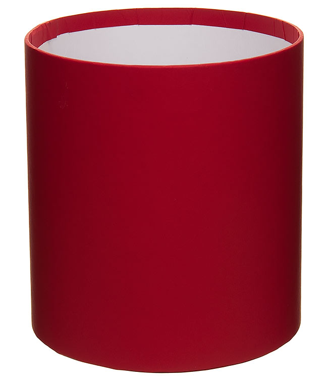 Изображение Коробка круглая для цветов красная из бумаги 160/180 без крышки