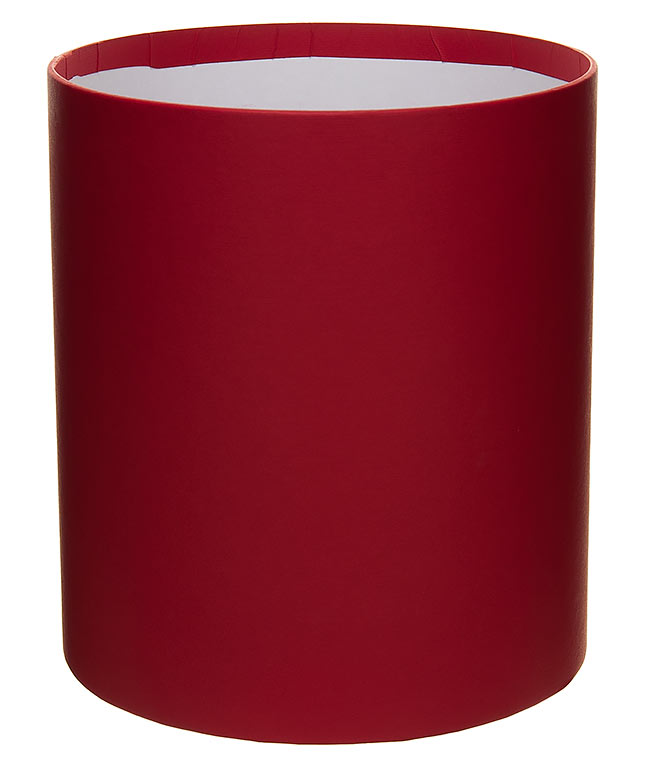 Изображение Коробка круглая для цветов красная из бумаги 180/200 без крышки