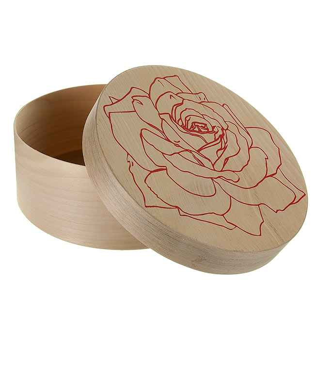 Изображение Шляпная коробка D-16 H-6,5 из шпона Роза красная