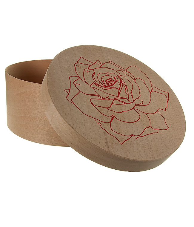 Изображение Шляпная коробка D-16 H-6,5 из шпона Роза красная