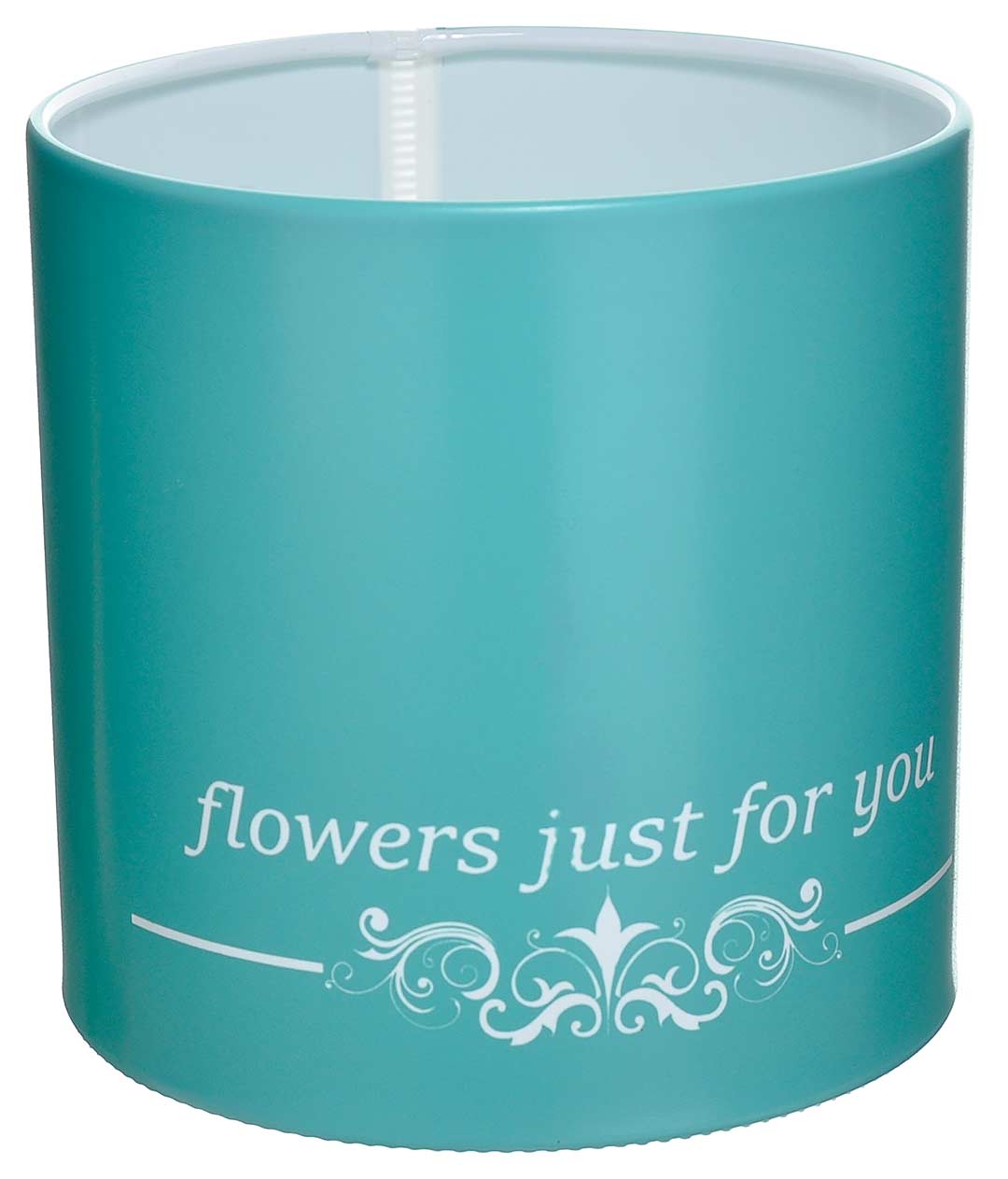 Изображение Коробка для цветов пластиковая Flowers just Бирюза140/140