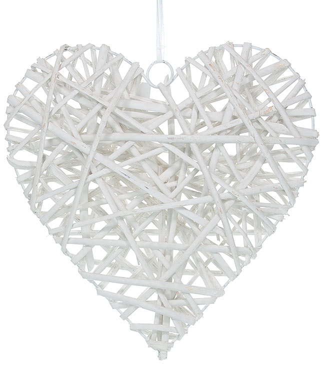 Изображение Плетеное Сердце декоративное белое QY30-WH