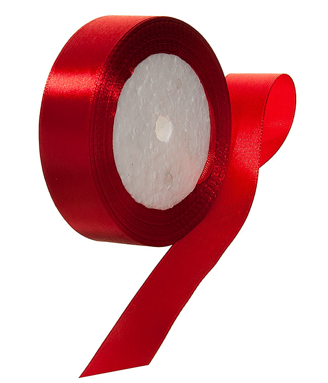 Изображение Атласная лента красная 25 мм А026