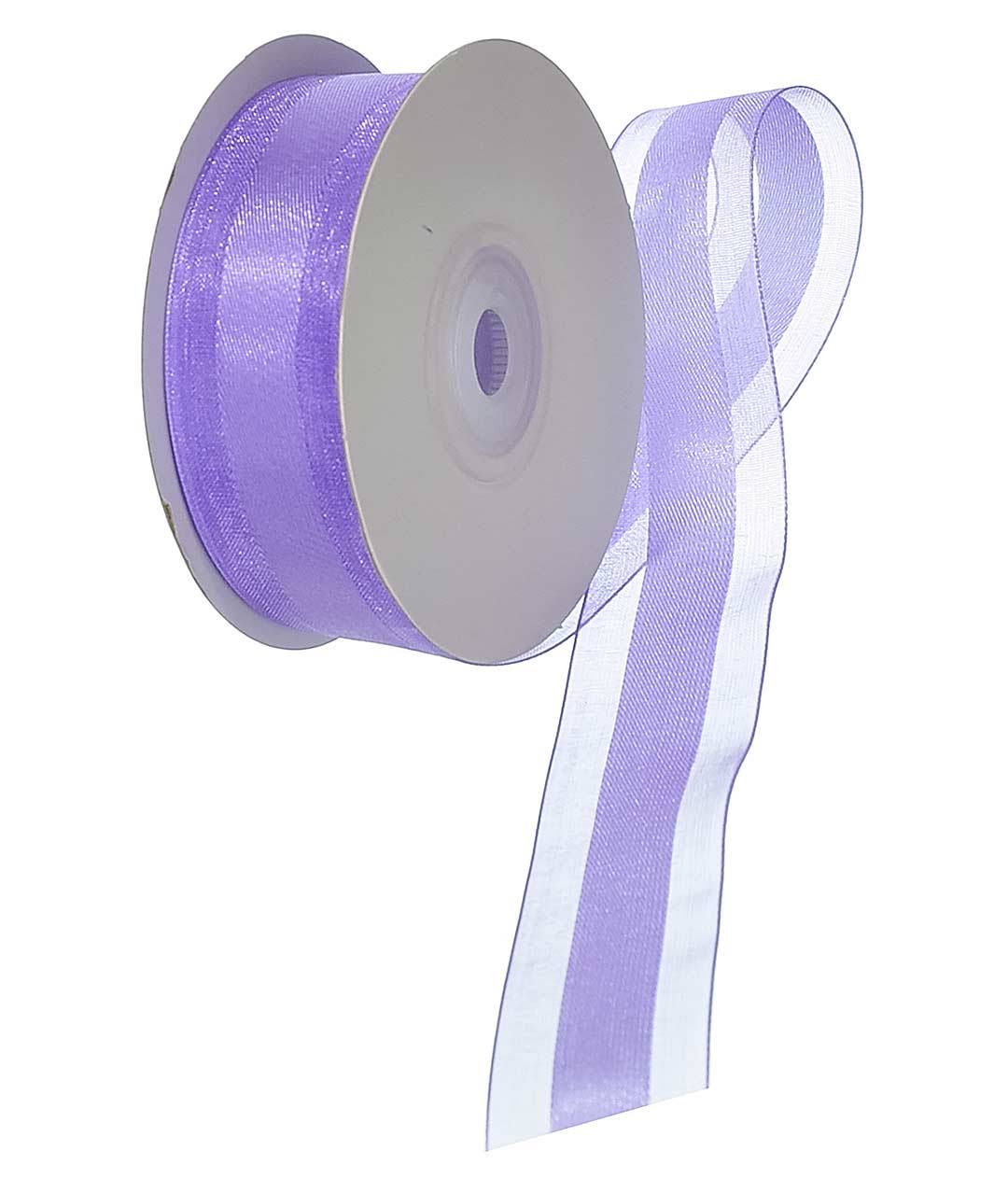 Изображение Лента атласная+органза А021 фиолетовый светлый 25 мм
