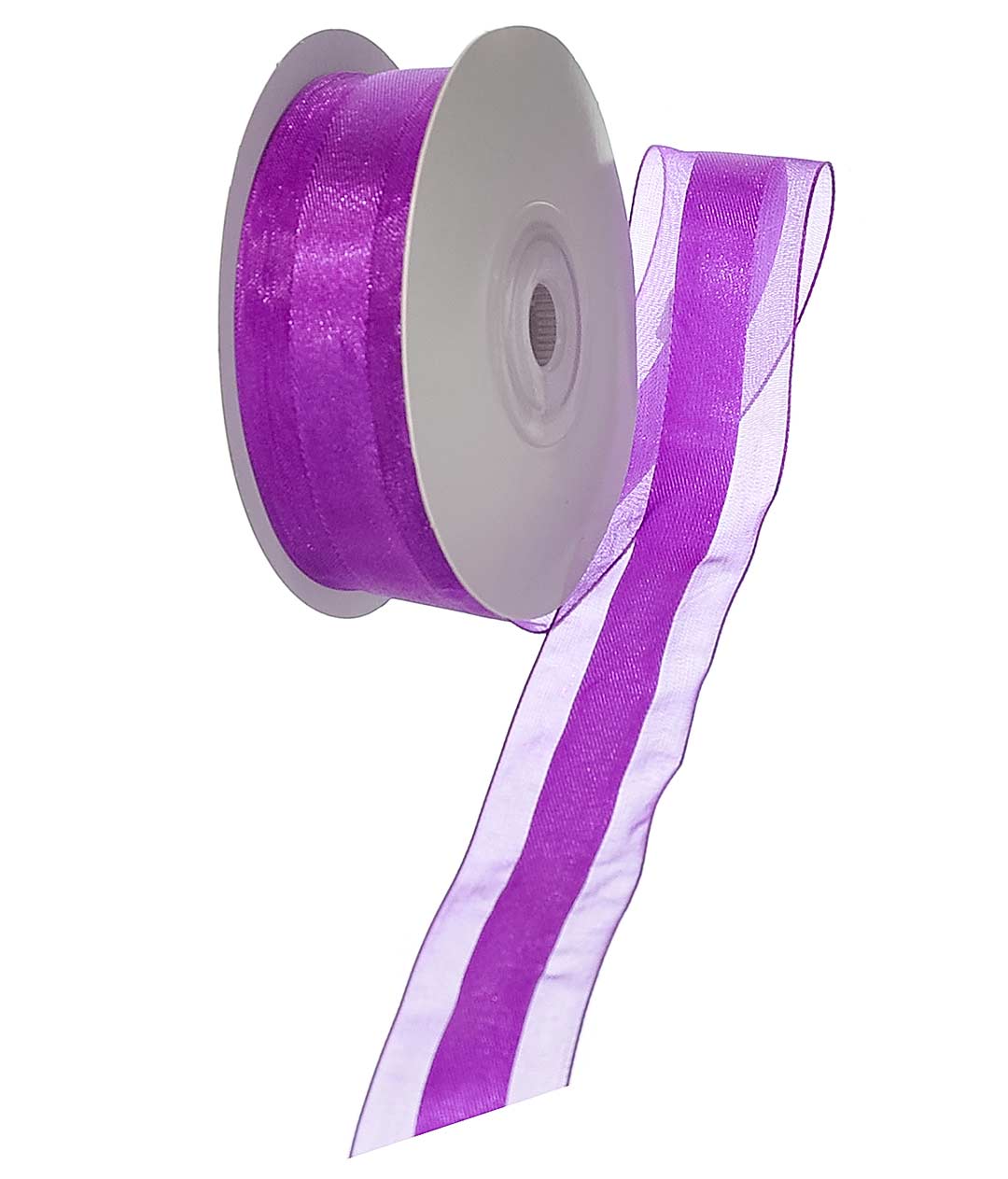 Изображение Стрічка атласна+органза А029 фіолетова 25мм