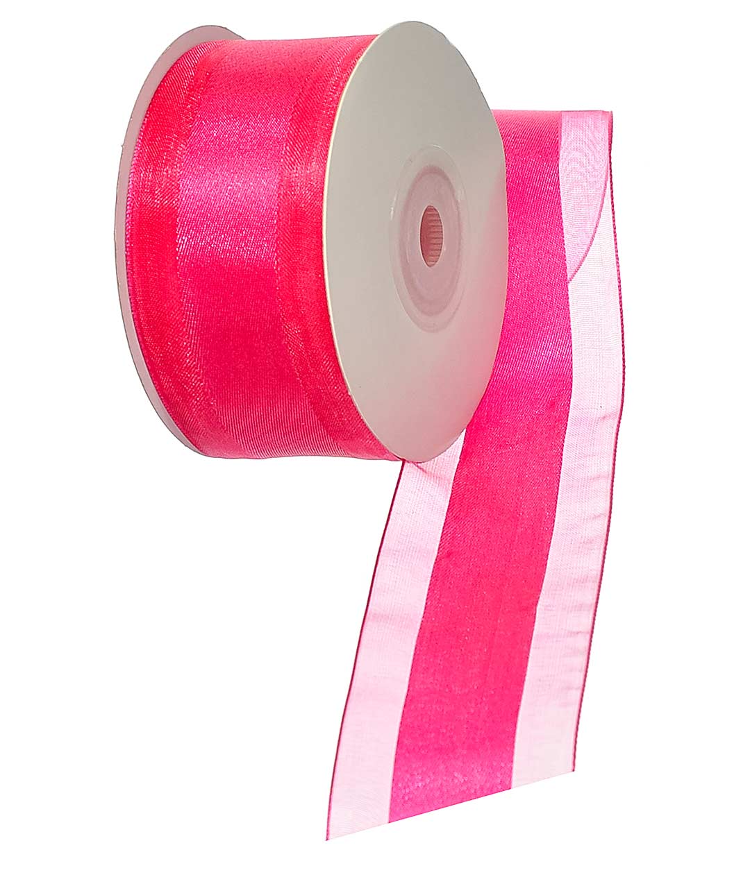 Изображение Стрічка атласна+органза А028 світло-рожева 38 мм