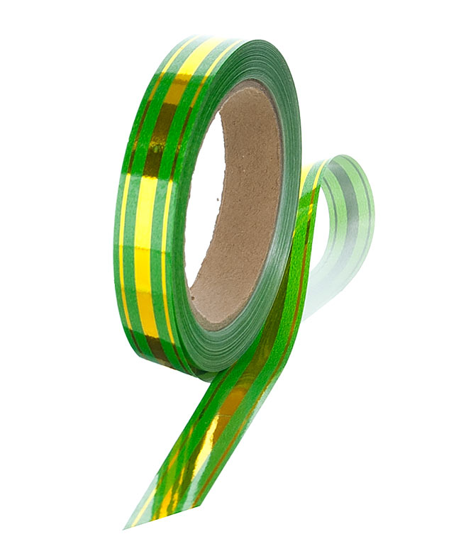 Изображение Лента полипропиленовая зеленая золотой люрекс 20 мм