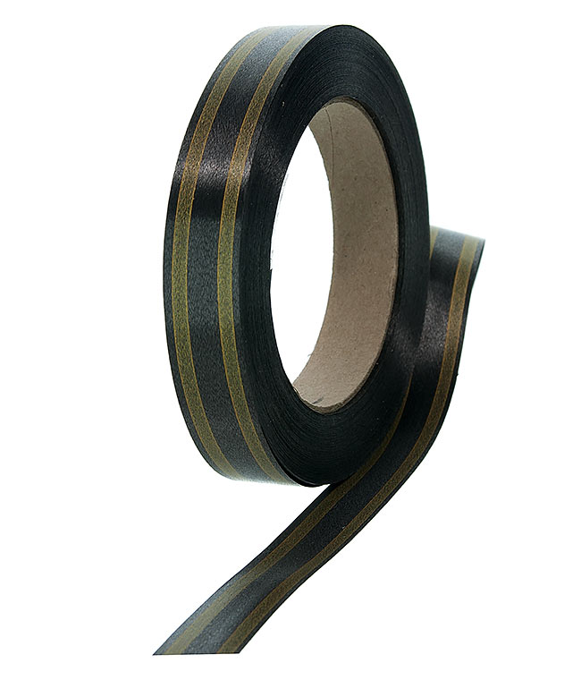 Изображение Лента траурная черная с бронзовой полосой Shax 20мм