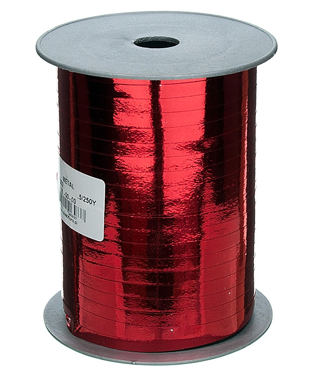 Изображение Стрічка поліпропіленова на бобіні червона металік 5мм