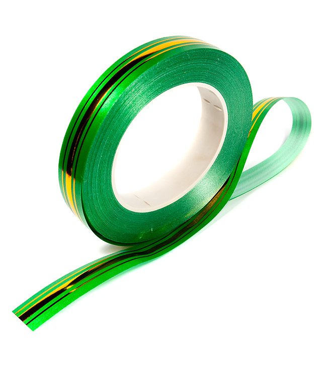 Изображение Лента полипропиленовая зеленая люрекс 20мм