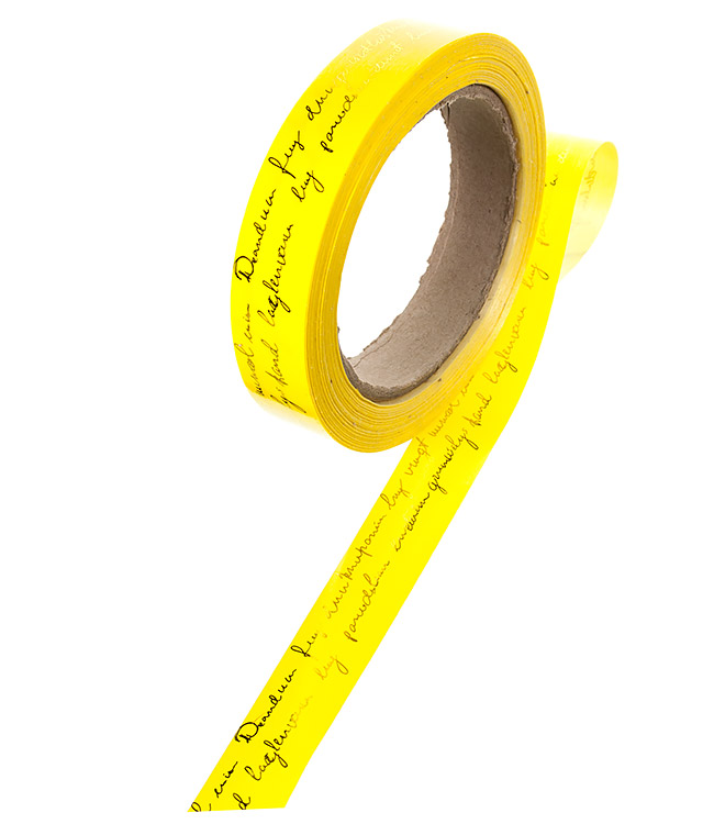 Изображение Лента полипропиленовая желтая золотое письмо металлик Dolce 20мм