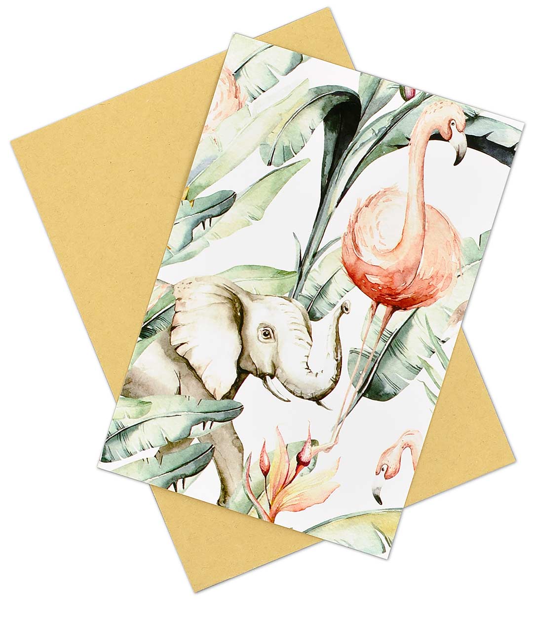 Изображение Поздравительная открытка с конвертом Фламинго.