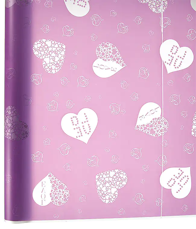 Корейська матова калька для квітів з малюнком Серце Love Фіолетова