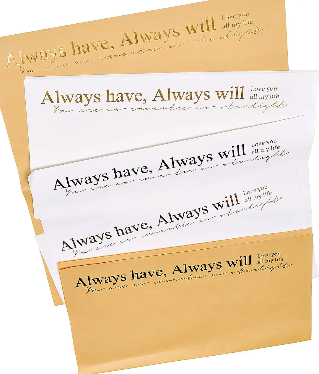 Плівка у листах для квітів біла «Always have...» золото 20 шт.