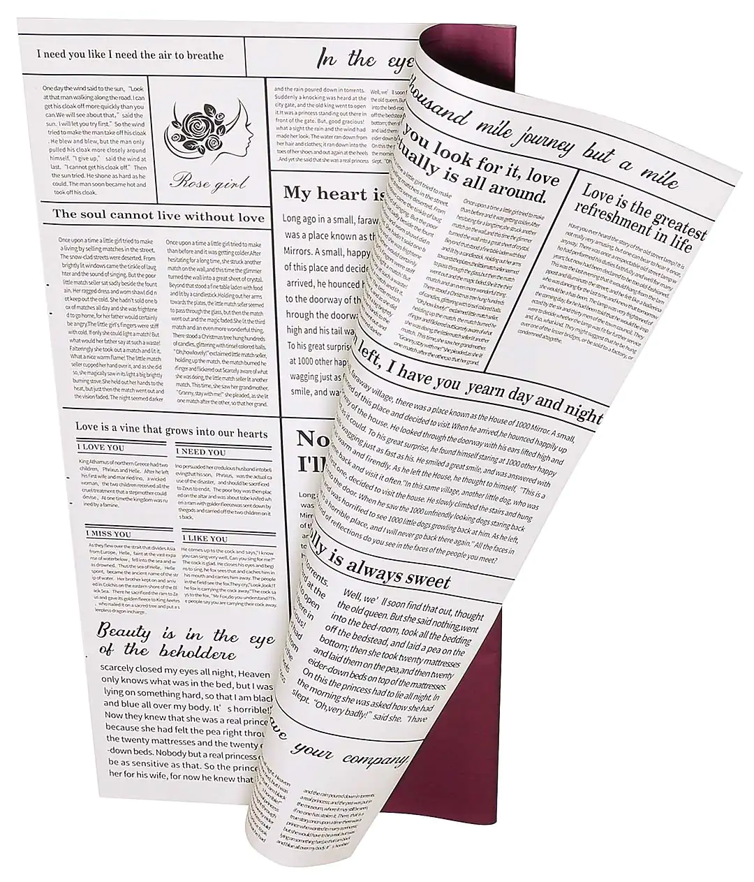 Изображение Пленка в листьях для цветов бордо “Newslet” 20 шт.