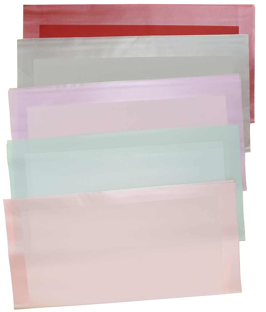 Изображение Плёнка в листах для цветов бледно-розовая «Кант широкий перламутр» 20 шт. 