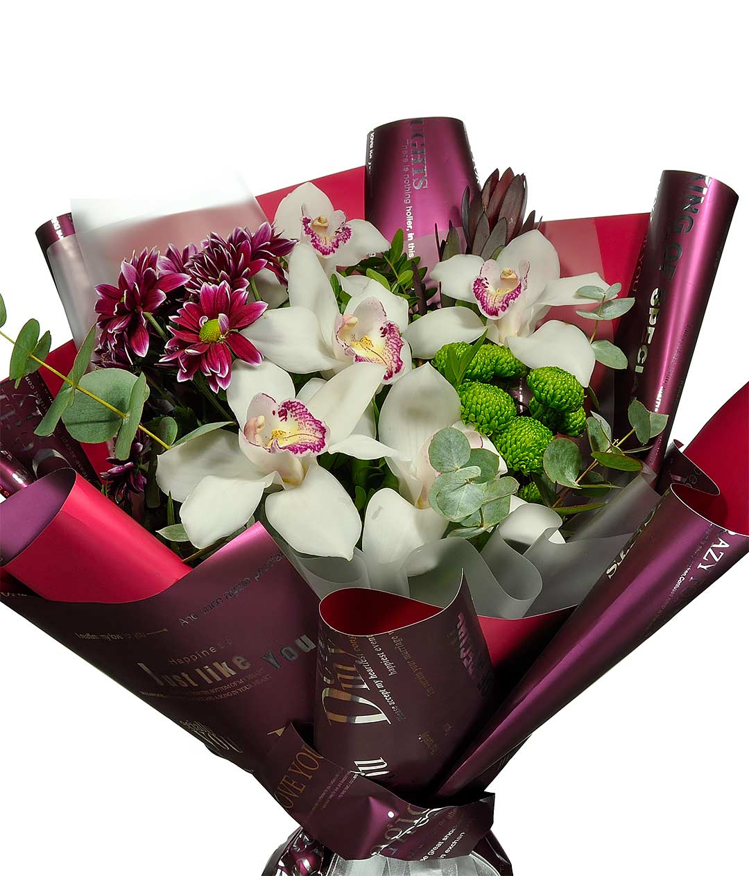 Изображение Калька для квітів Amani england paper двостороння ніжна фіолетова орхідея+св. рожевий