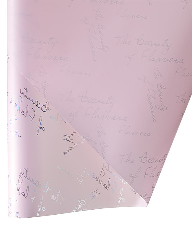 Изображение Калька для квітів Holographic рожева з написами