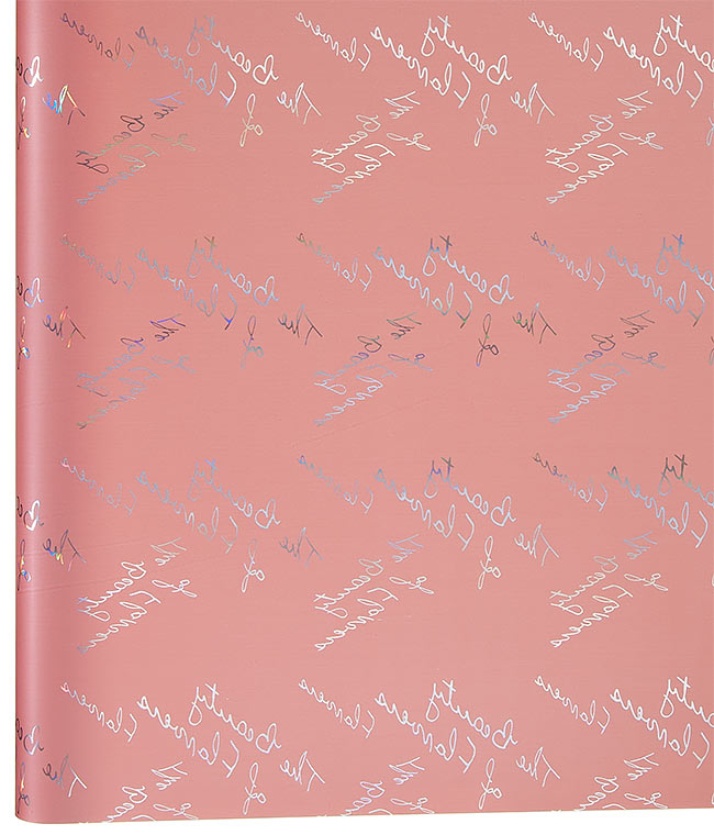 Изображение Калька для цветов Holographic розовая бледная с надписями