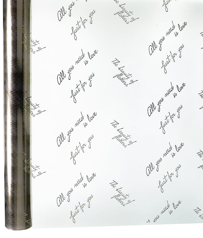 Изображение Пленка для цветов Метафлекс с рисунком серебристо-золотое Письмо