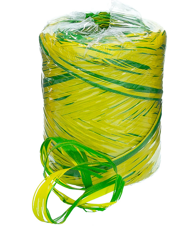 Изображение Рафия флористическая для упаковки подарков желто-зеленая
