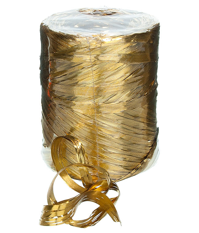 Изображение Рафия флористическая для упаковки подарков и цветов золотистая