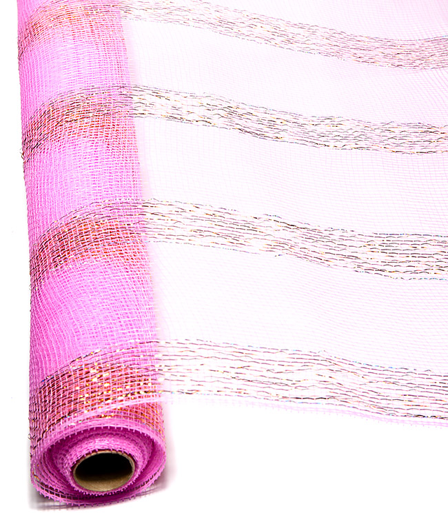 Изображение Сетка для цветов Stock of Mesh розовая с золотой ниткой
