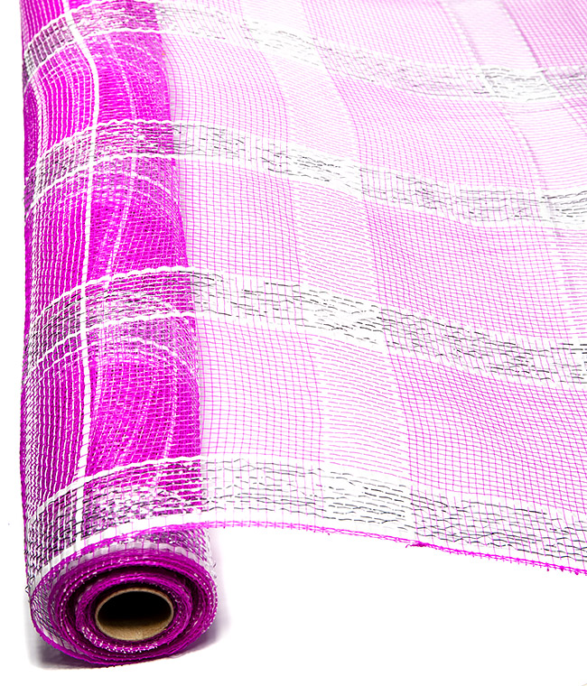 Изображение Сетка для цветов Stock of Mesh темно-розовая с белой ниткой